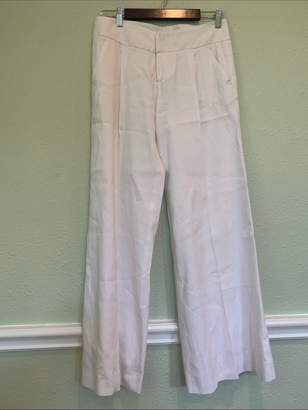 Alice + Olivia White Wide Leg Linen Blend Pants Size 2